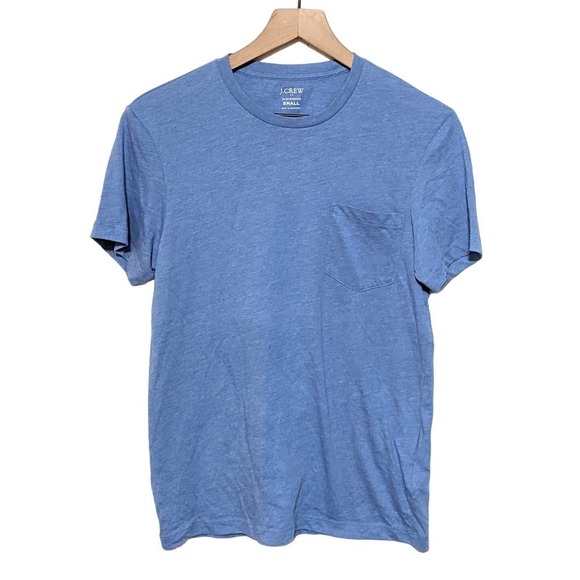 J. Crew Mens Slim Washed Crew Neck Short Sleeve Tee Size S Blue Pocket T-Shirt - Picture 1 of 4